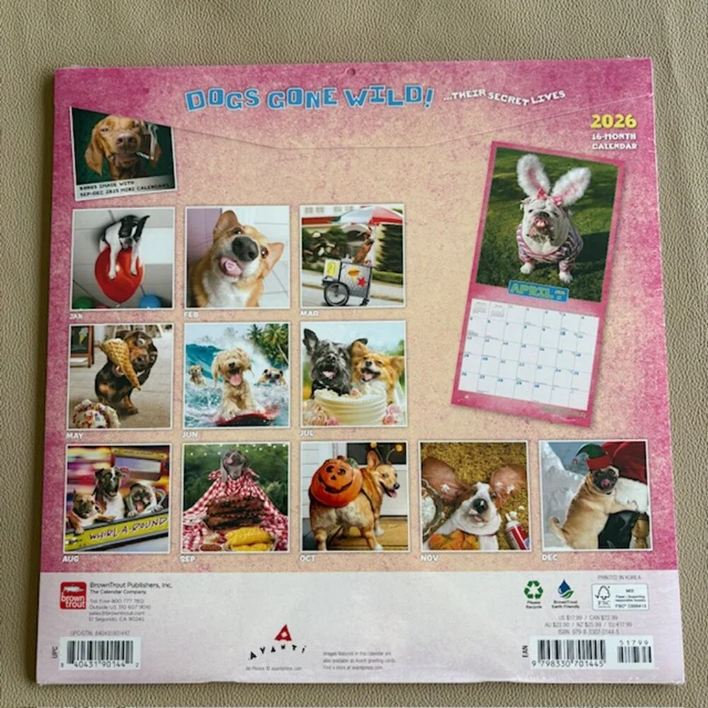 Dogs Gone Wild! 2026 16-Month Wall Calendar 12